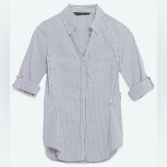 Zara Striped Blue Top - Picture 2 of 9